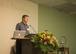 Rick Spradlin delivers a Unitarian Universalist message during our recent dedication of Grace Fellowship Hall.